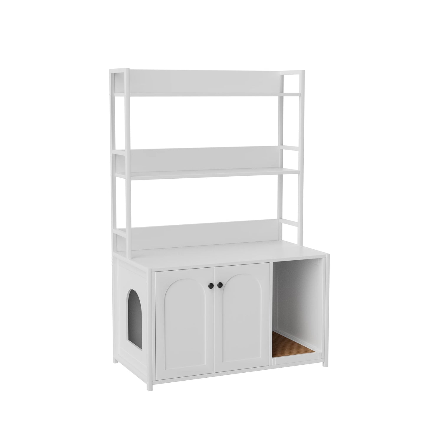 HiMISSCN Wooden Hidden Cat Litter Box Enclosure With Shelves
