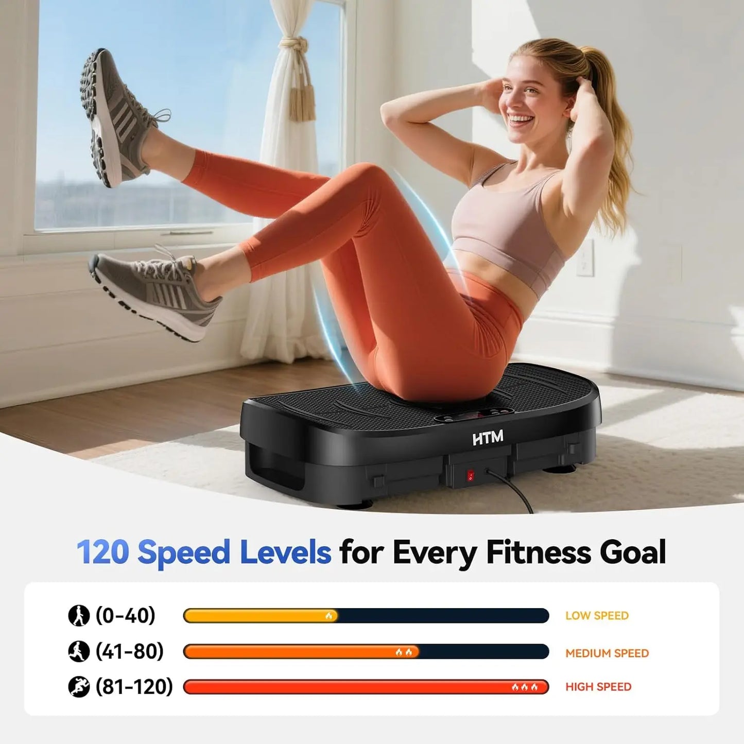 HTM Vibration Plate Fat Burning Fitness Platform 120 Levels Home Gym