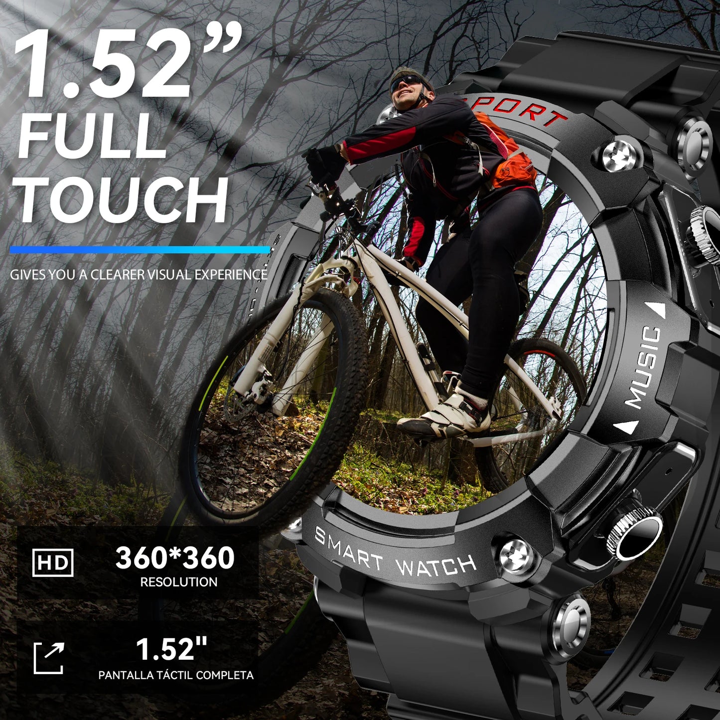 LaNikar Smart Watch AMOLED Display With In-Ear Bluetooth Headset