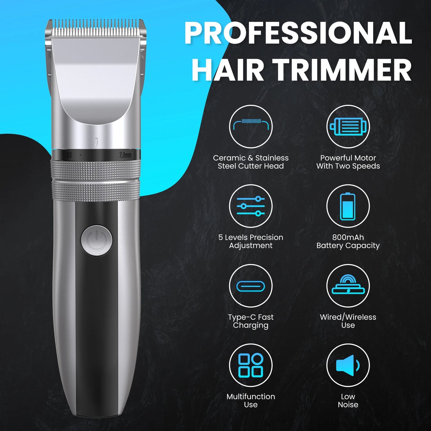 Dog Hair Clippers Grooming Kit With Ceramic Blades