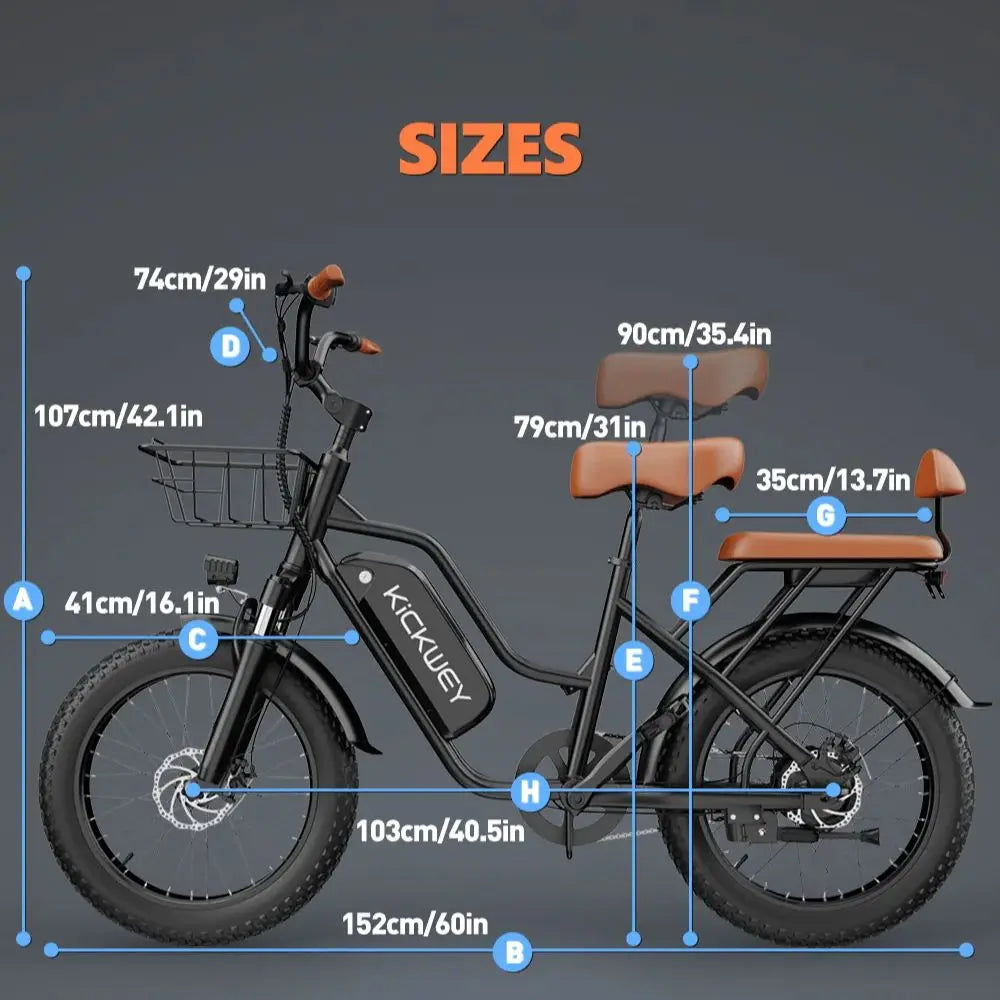 Kickwey LD20 Electric Mountain Bike 1500W Peak Removable Battery 48V