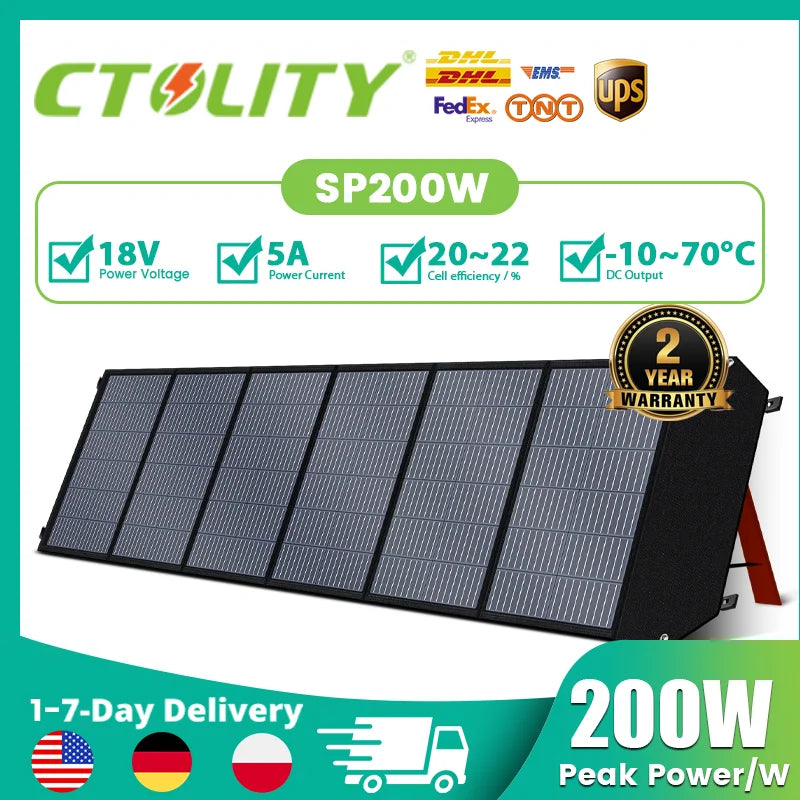 Ctolity 400W 200W 100W 54W 36W 21W Portable Solar Panel, kit solar generator, Foldable camping equipment, 18V MPPT Control
