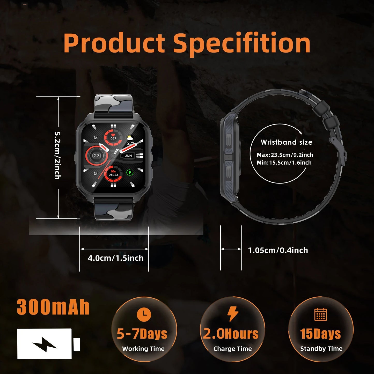 LaNikar Smart Watch 3ATM Waterproof Heart Rate SpO2 BP HD Calls