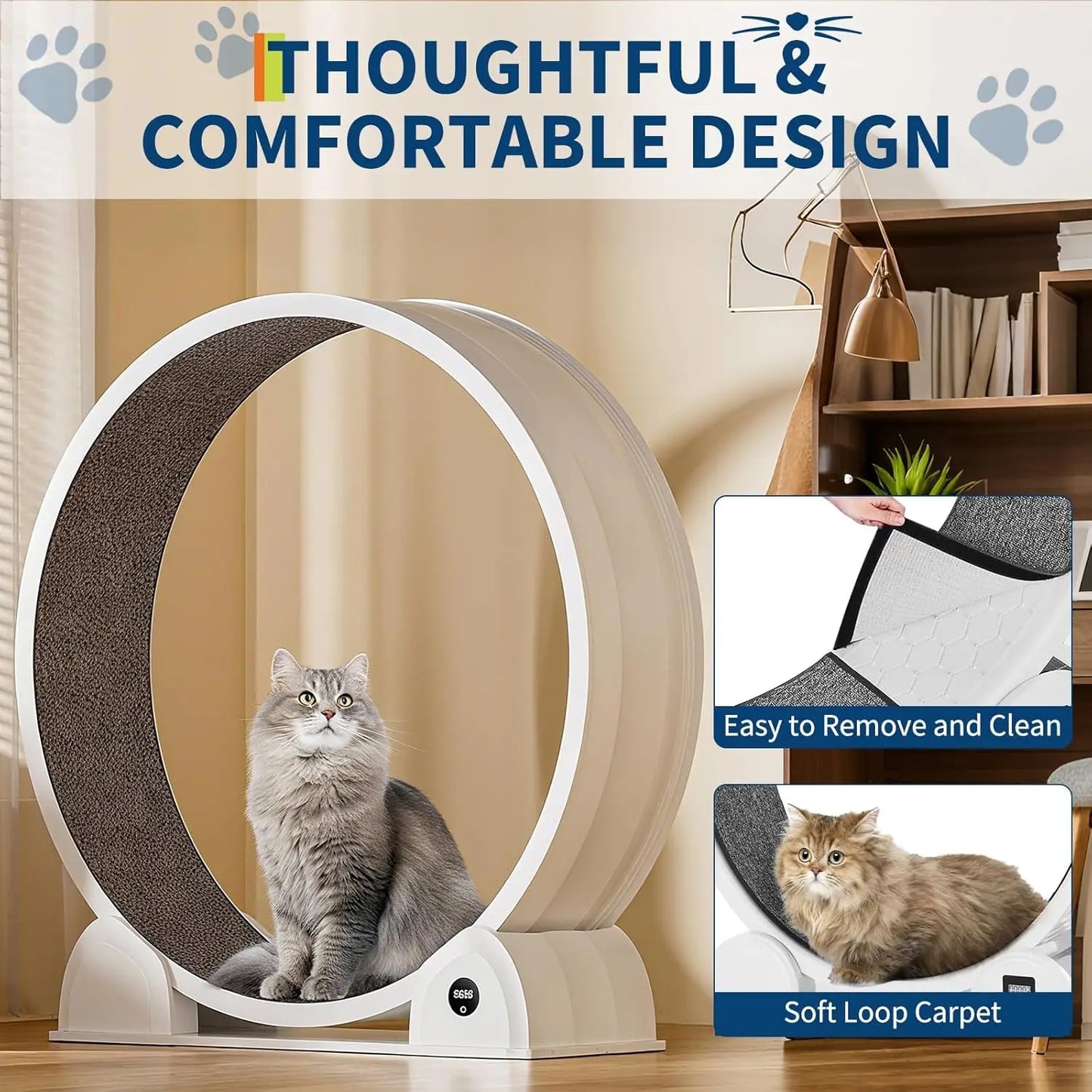 HiMISSCN Quiet Cat Exercise Wheel For Indoor Cats With Pedometer