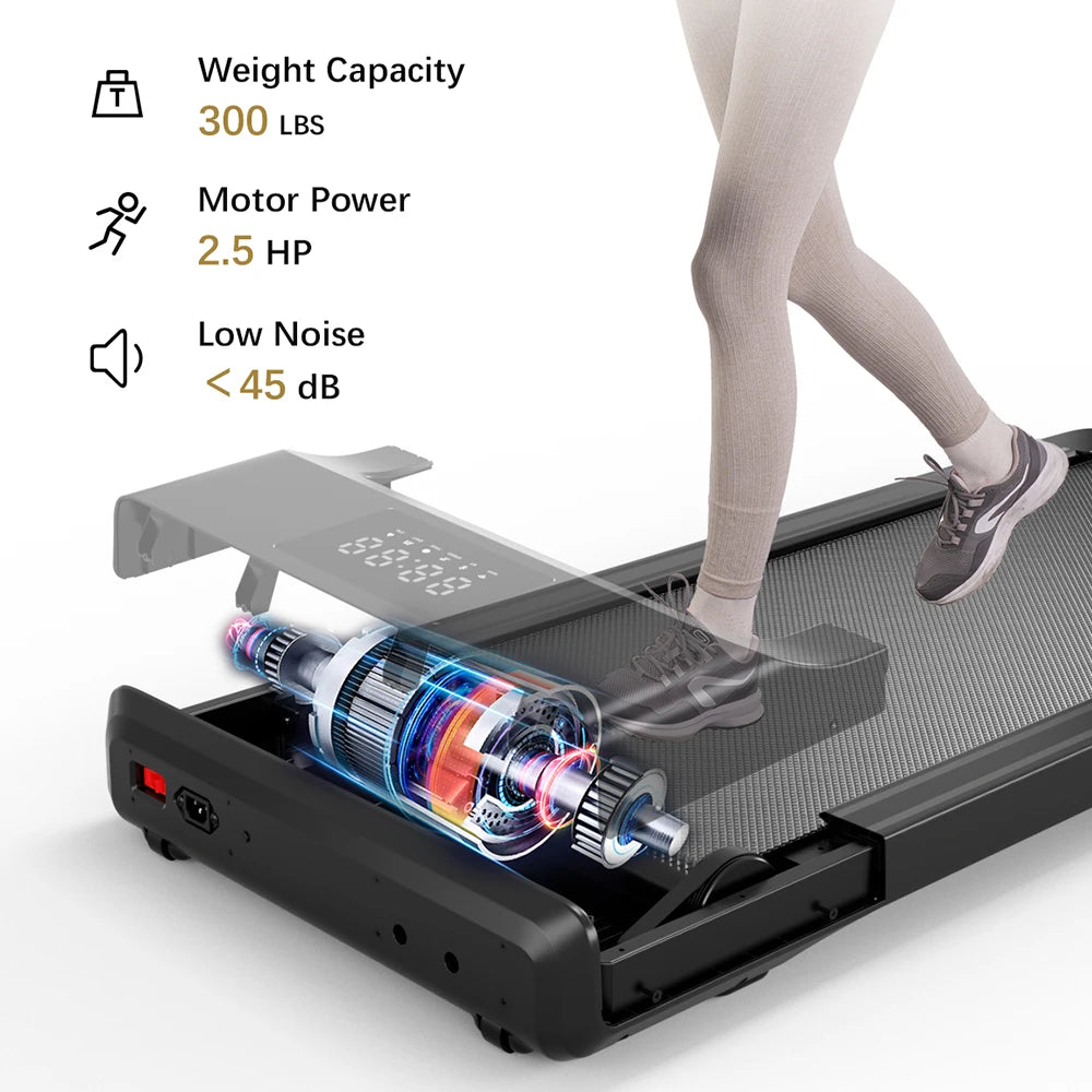 39.39inch Walking Pad Under Desk Treadmill Portable Treadmills for Home Remote Control LED Screen 2.5 HP Quiet Walking Machine