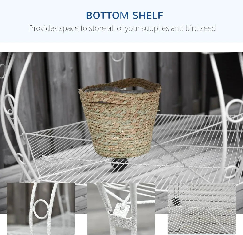 Hexagon Covered Canopy Portable Aviary Cage With Storage