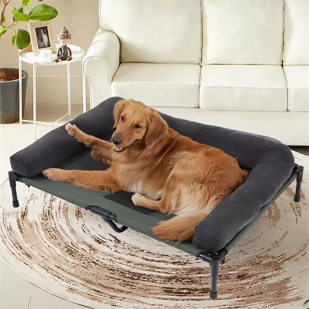 BINGOPAW Elevated Cooling Outdoor Dog Bed With Mesh And Bolster