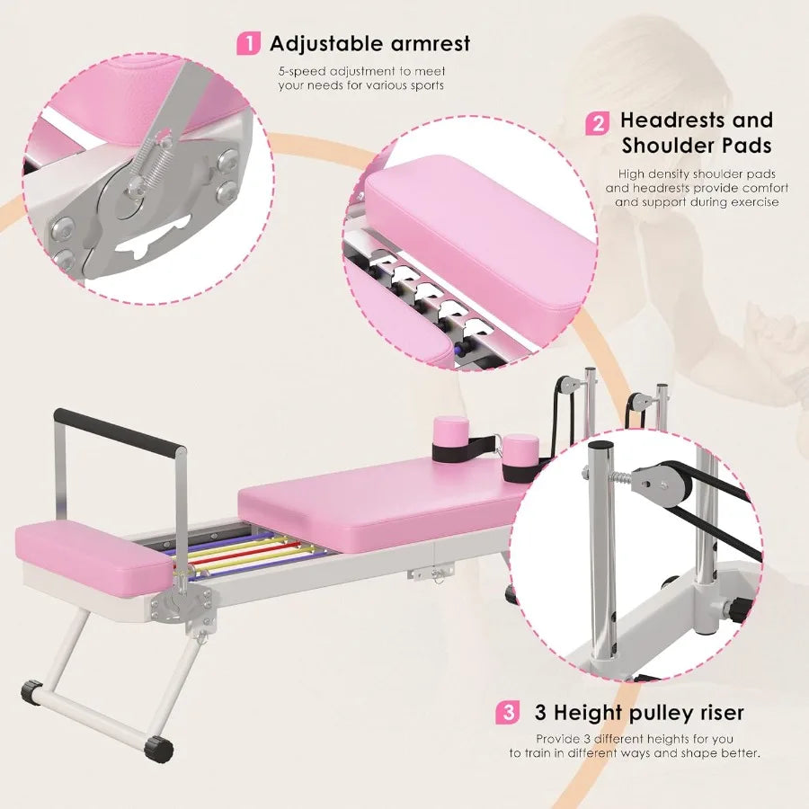 XMSJ Foldable Pilates Reformer For Home Gym With Alloy Springs