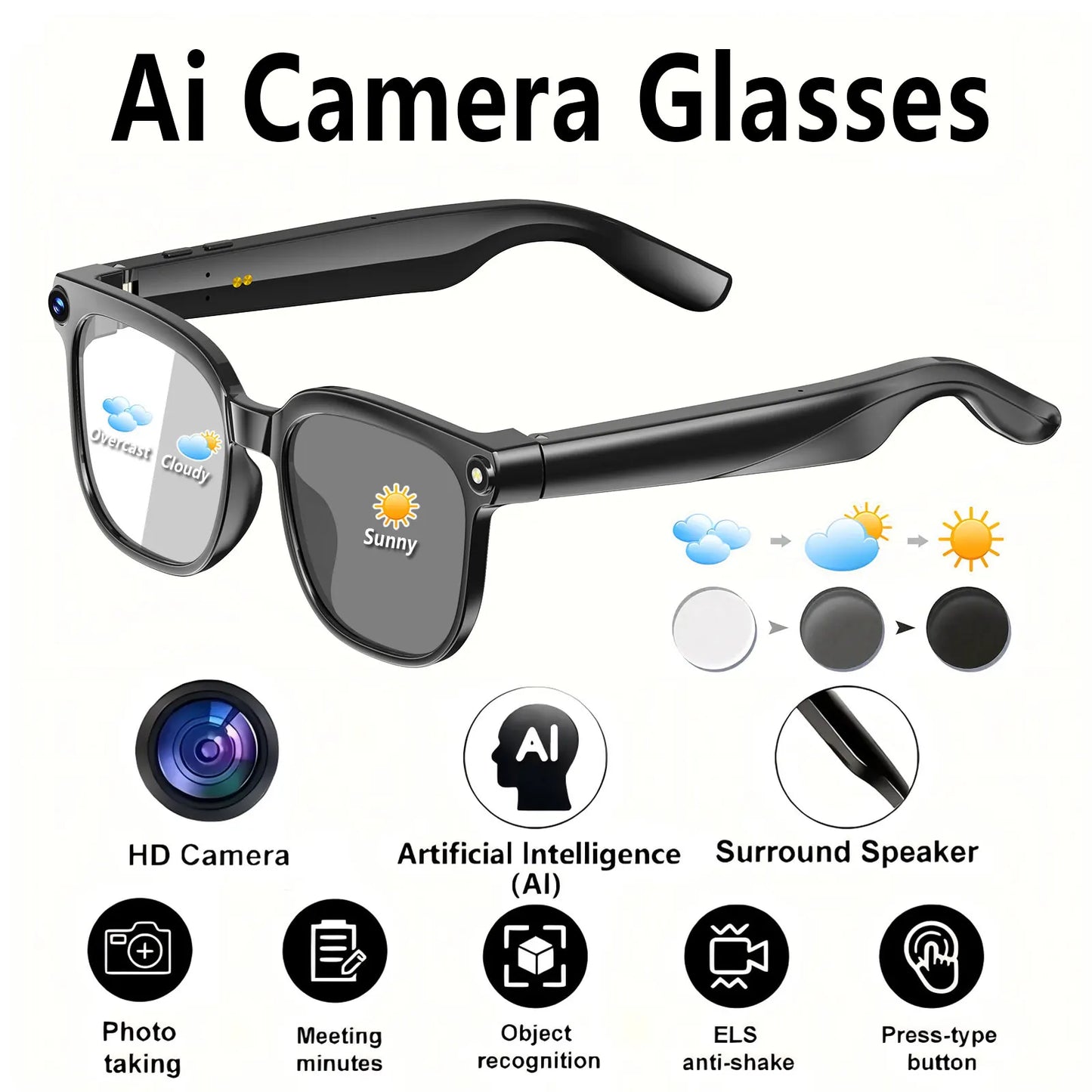 Giinova 8MP HD Camera Glasses With 1080p Video Stabilization