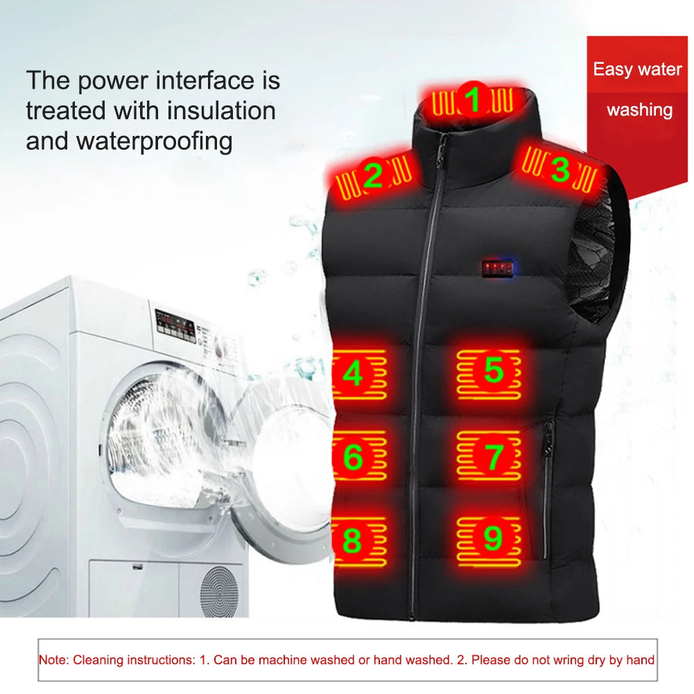 Unisex Heated Waistcoats Lightweight Electric Heating Gilet 23 Heating Zone USB Charging for Outdoor Camping Hiking