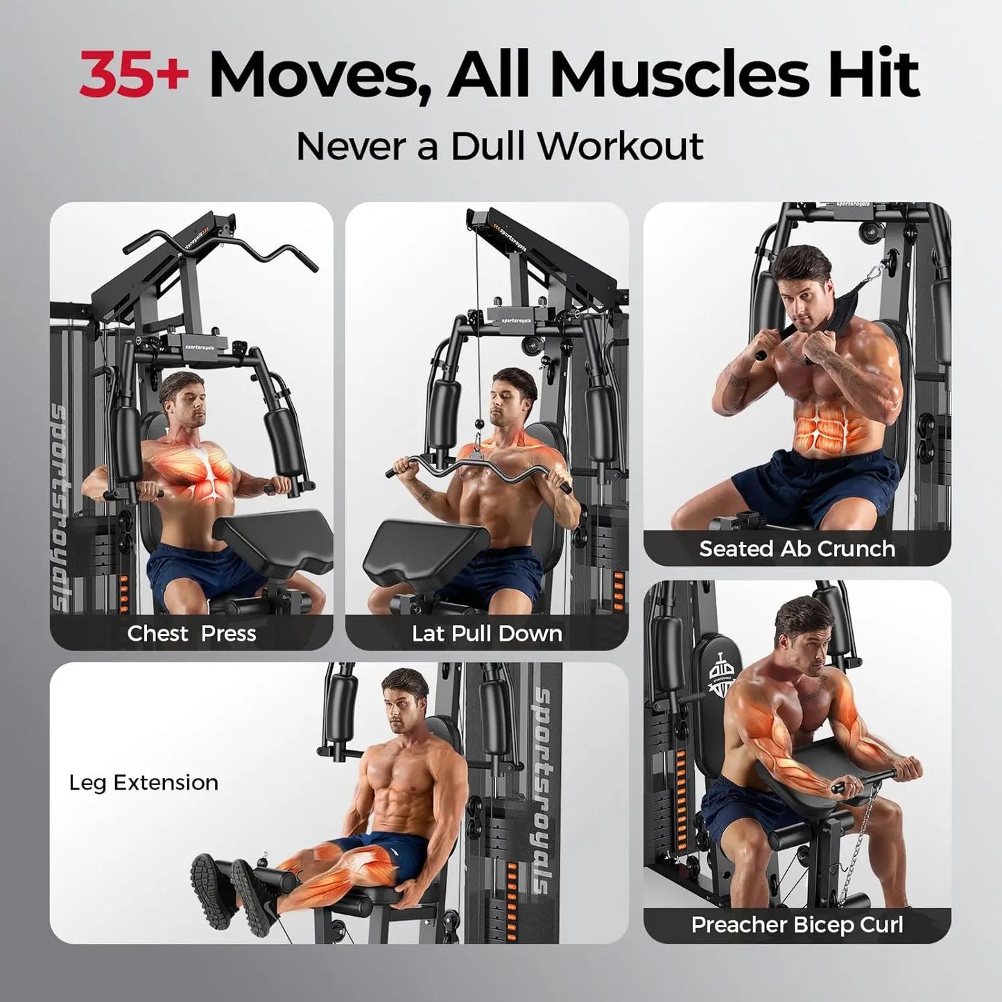 FED Fitness Home Gym Equipment With 150LBS Weight Stack