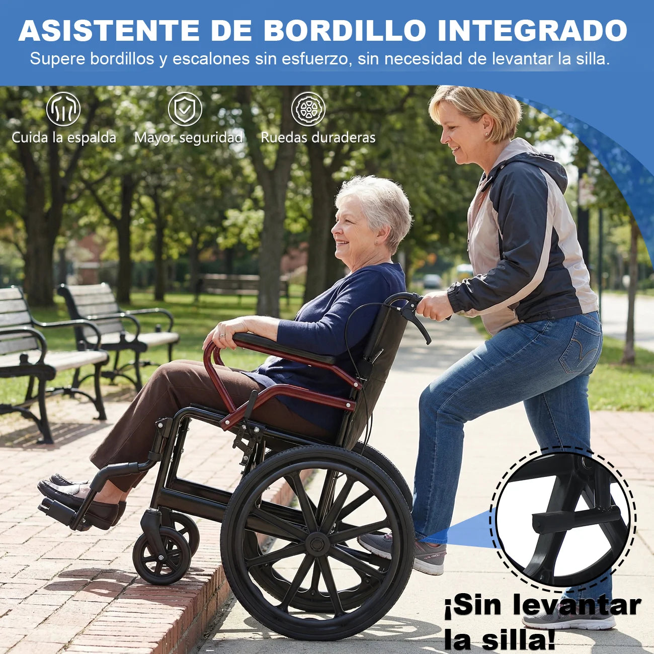 BROOBEY Lightweight Travel Wheelchair Foldable For Easy Car Storage