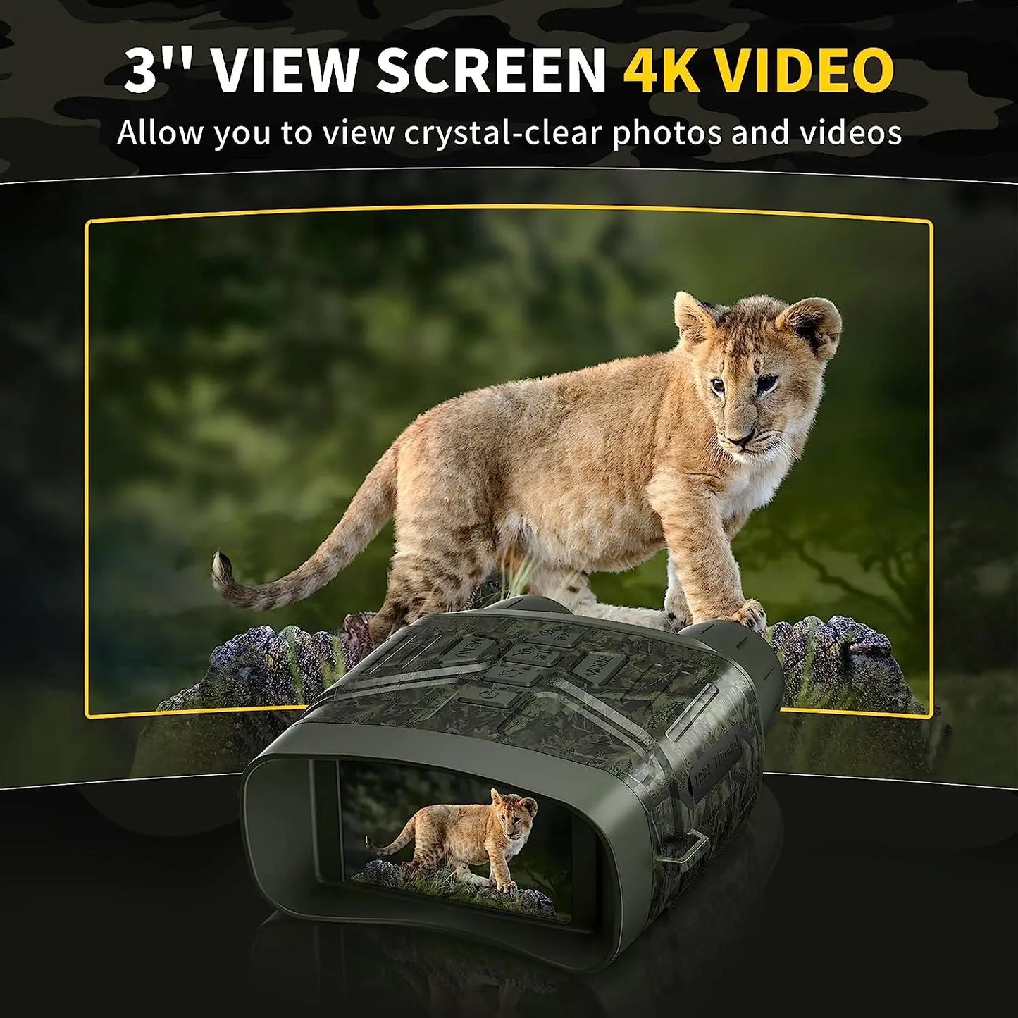 HrvzdvwEyepiece 4K Night Vision Binoculars With Rechargeable Battery 32GB
