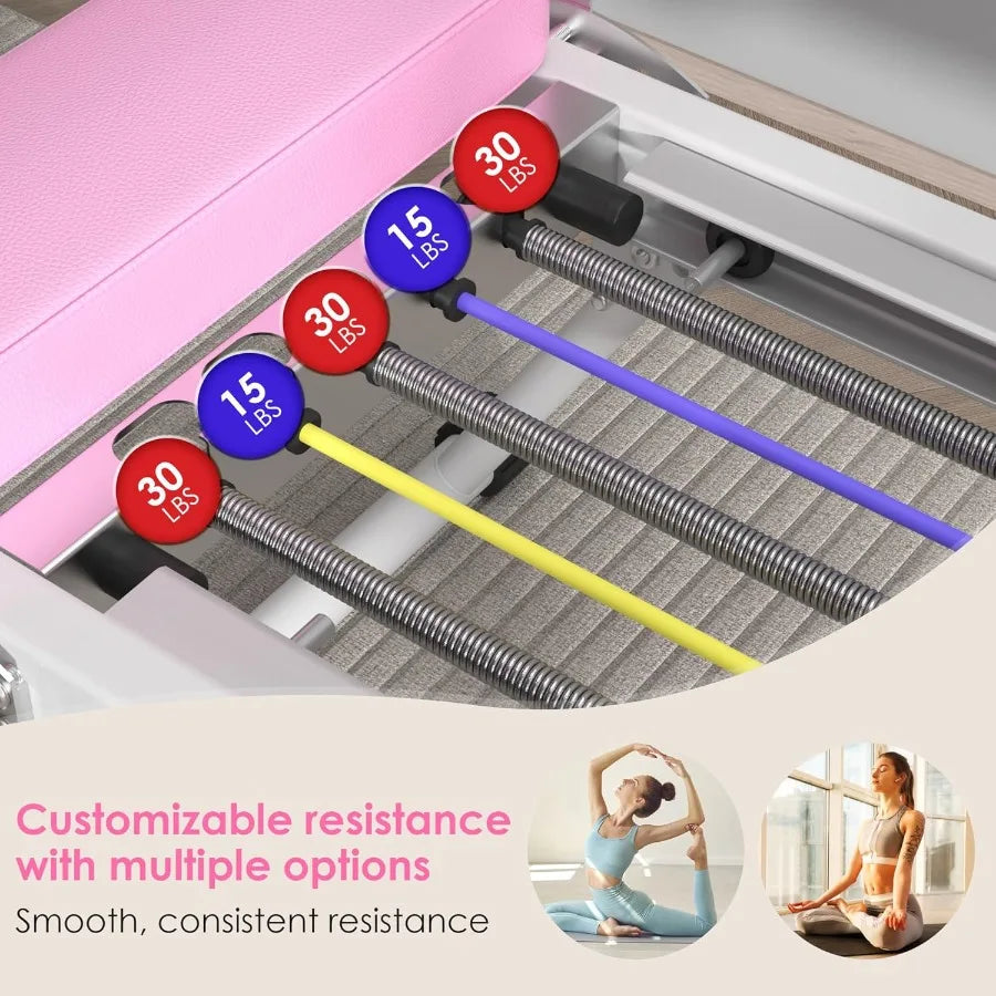 XMSJ Foldable Pilates Reformer For Home Gym With Alloy Springs