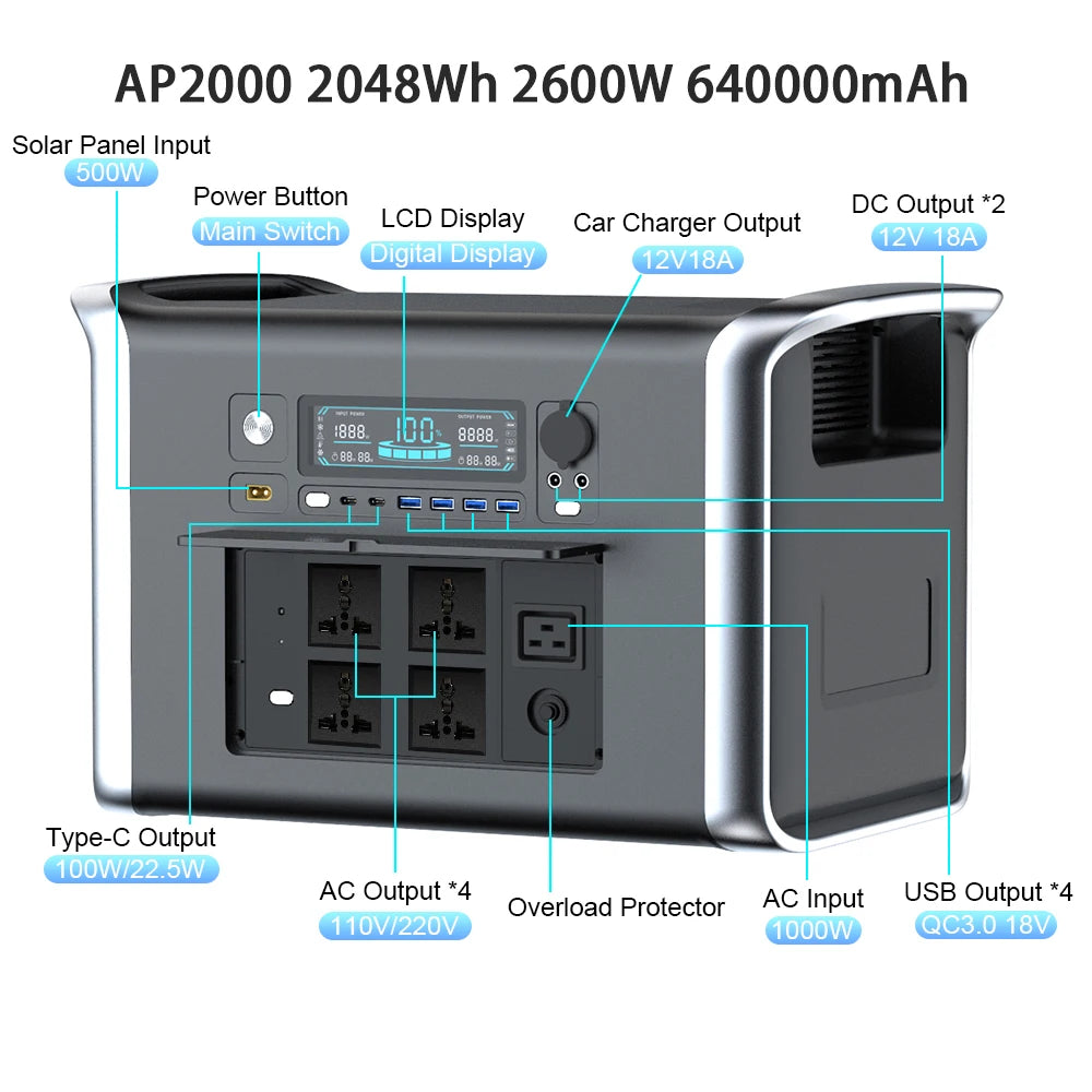 CTOLITY Camping Portable Power Station 1000W LiFePO4 Solar Generator