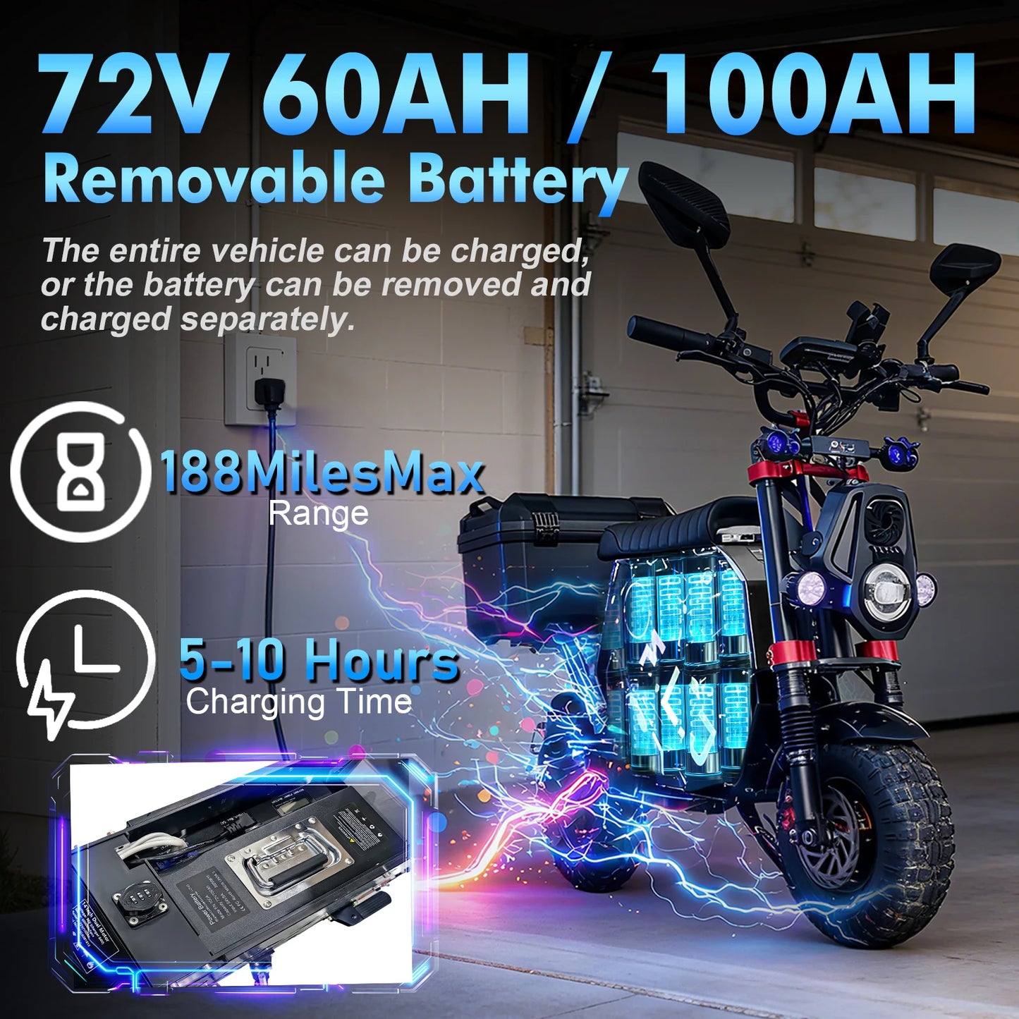 FLJ Scooter F14 72V 12000W Electric Dual Motor Removable Battery 68 MPH