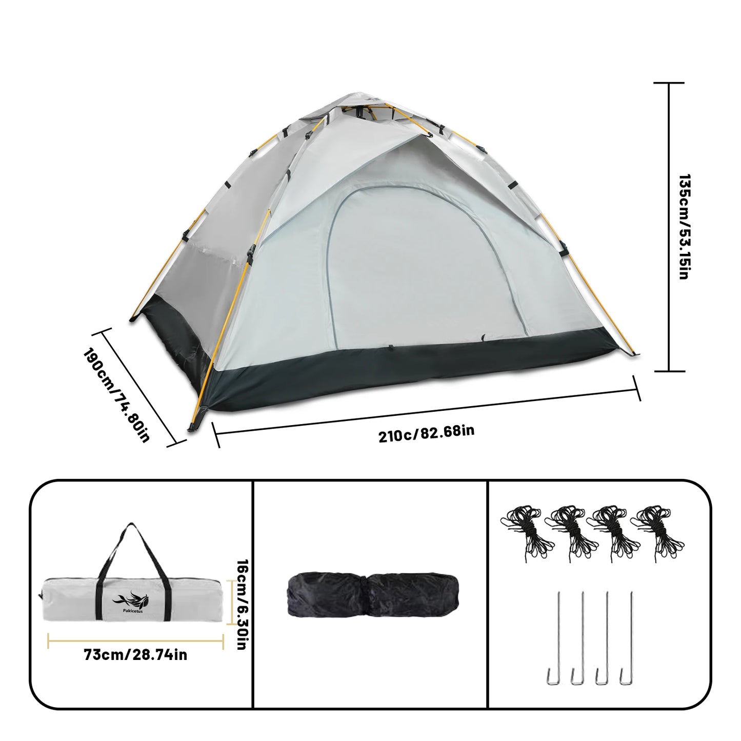 Pakicetus Windproof Camping Tent, Easy Setup, Lightweight Family Tent