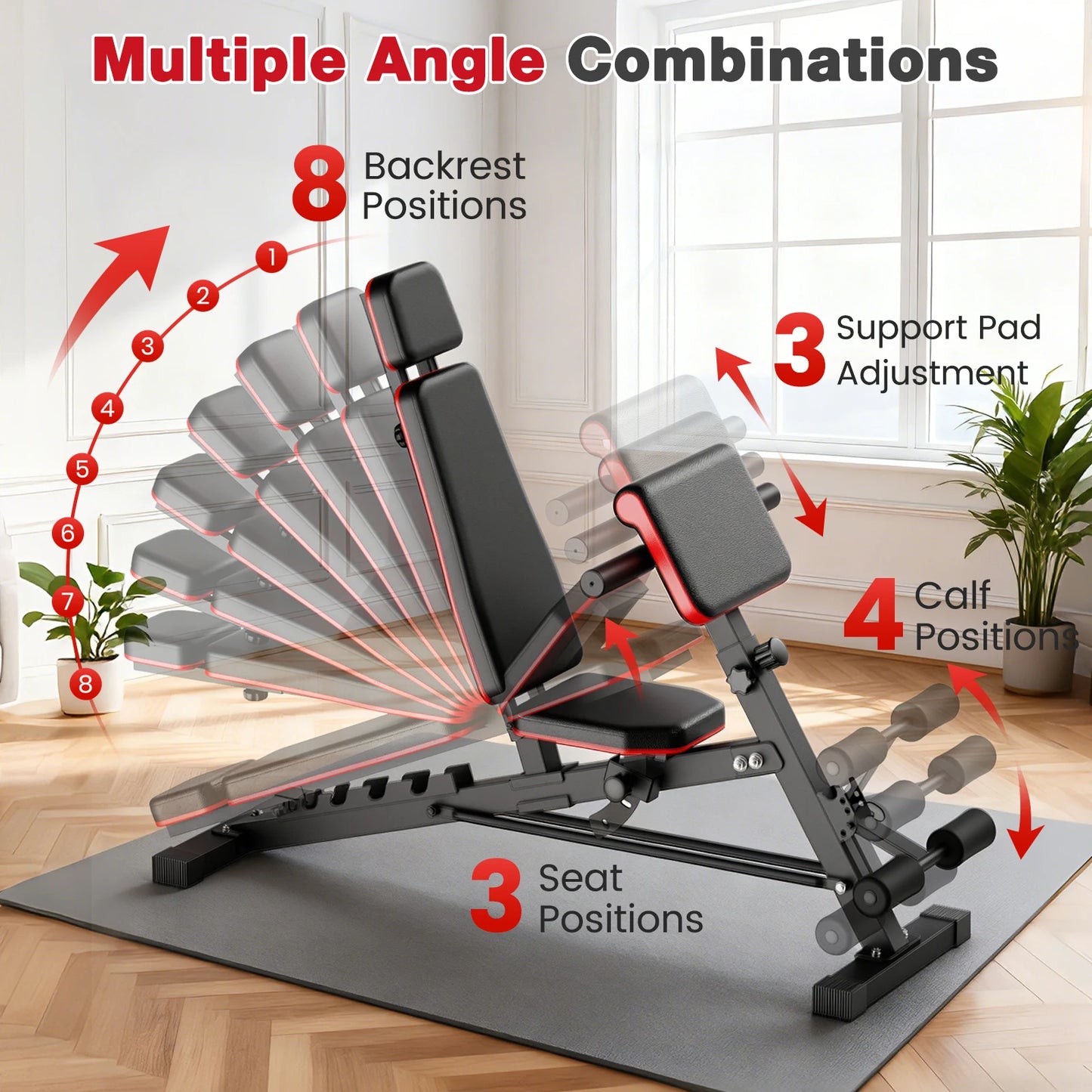 Dumbbell Bench Roman Chair Adjustable Foldable Weight Training Bench