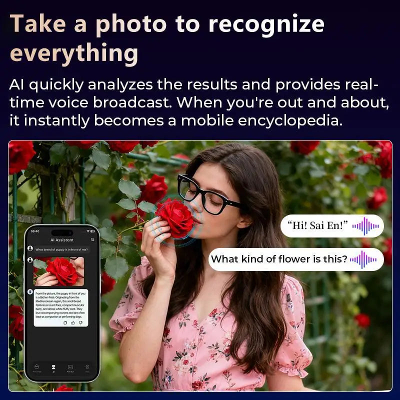Smart AI Camera Glasses With Real Time Translation 1080P Video