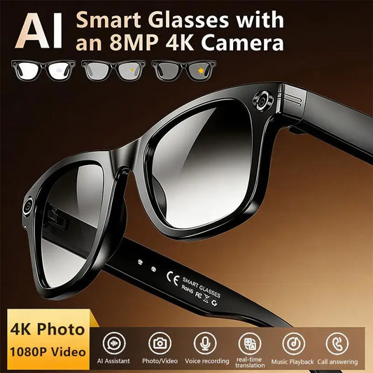 Smart AI Camera Glasses With Real Time Translation 1080P Video