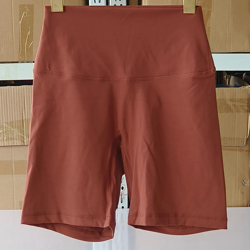 Nylon Elastane Women's Yoga Shorts High Waist Slim Fit