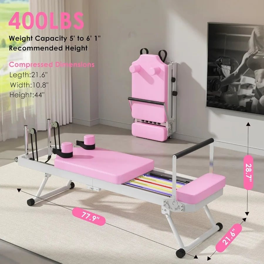 XMSJ Foldable Pilates Reformer For Home Gym With Alloy Springs