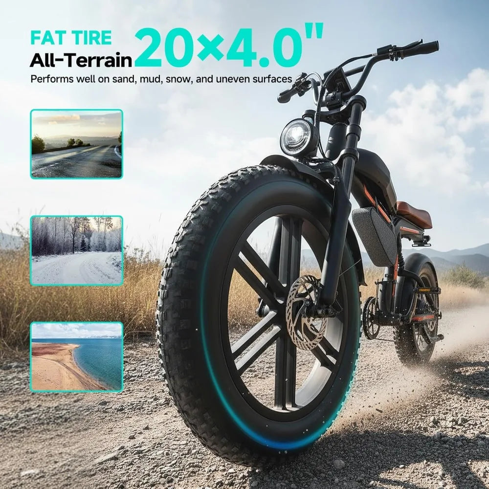 Electric Bike for Adults 1500W Moped Style Fat Tire Ebike
