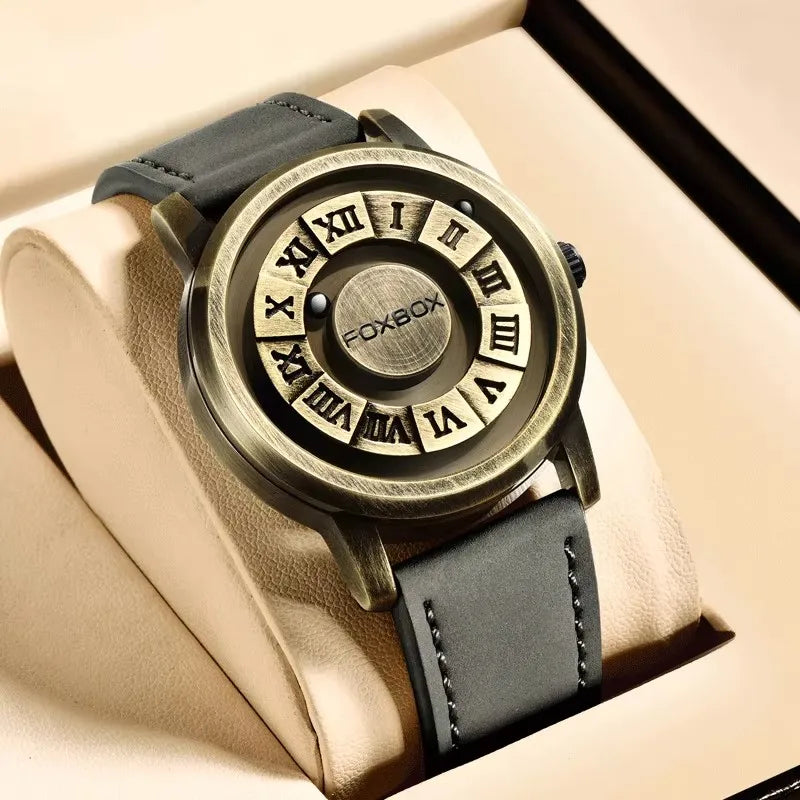 Foxbox Men's Quartz Watch Waterproof Leather Strap