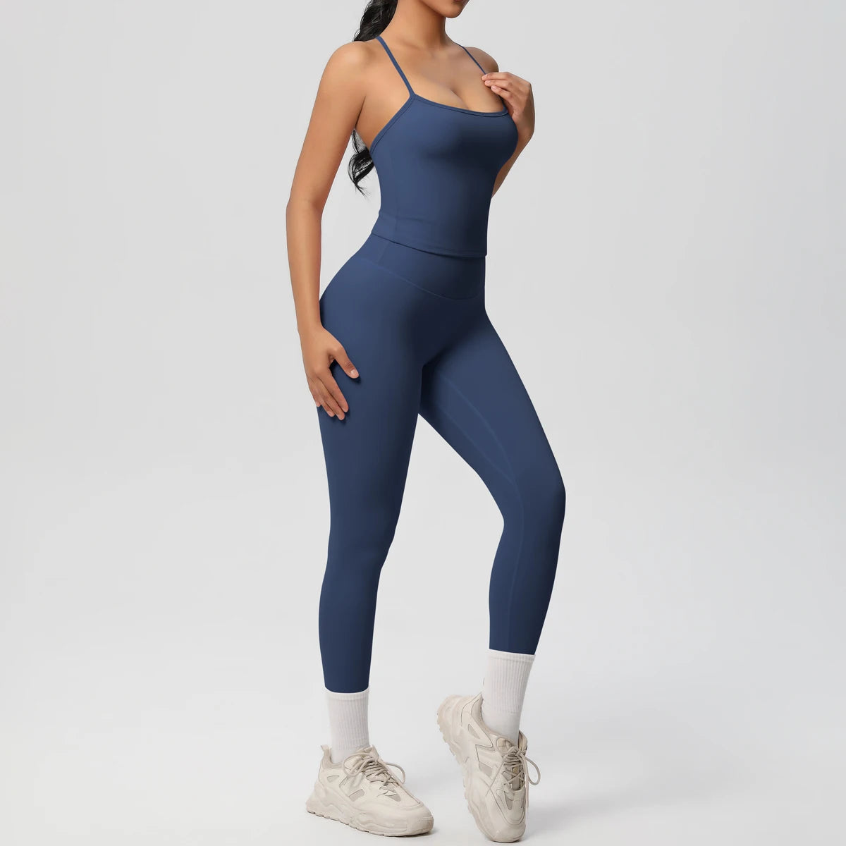Halter Yoga Top Set Slimming Tummy Control Sleeveless Gym Wear