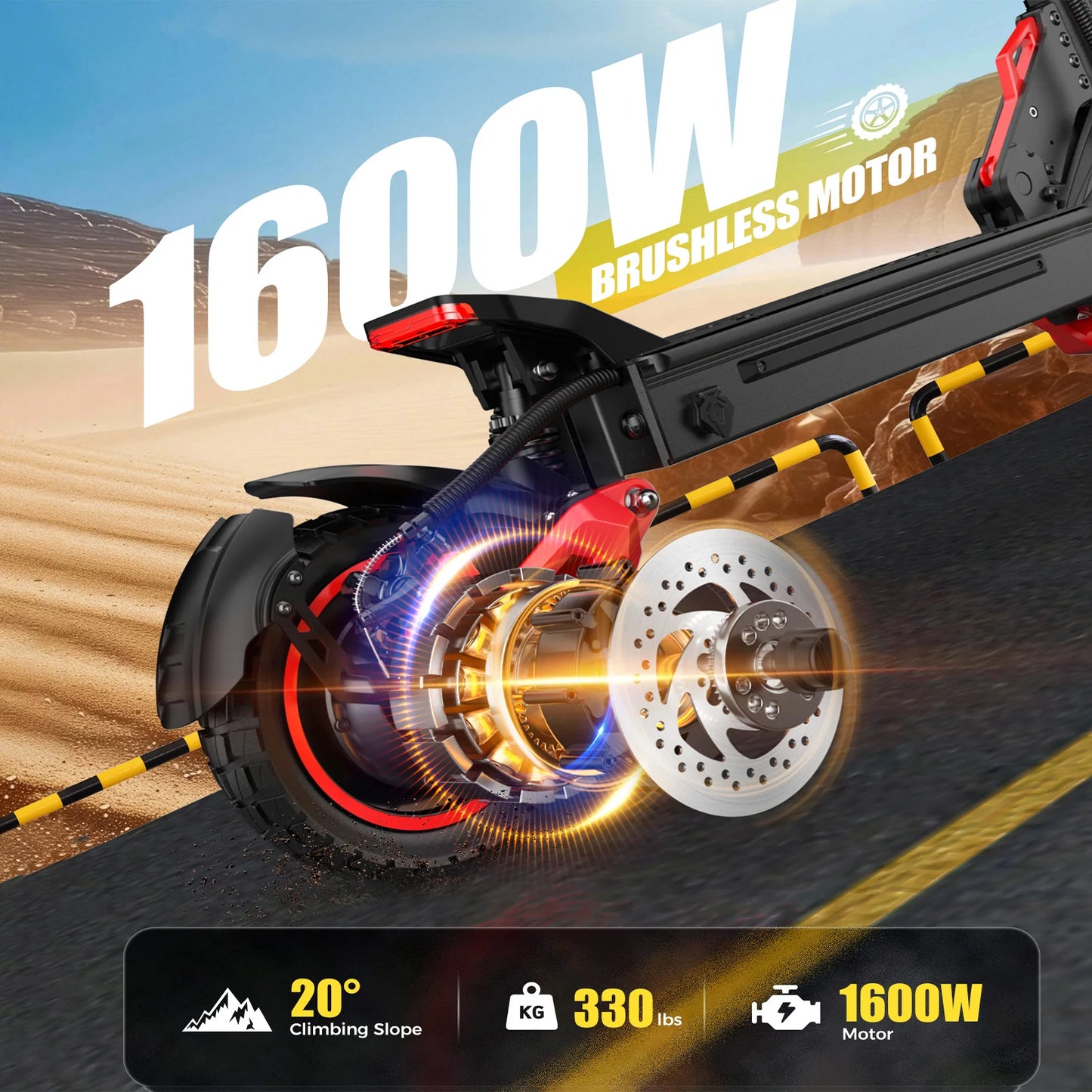 1600W Foldable Electric Scooter With Dual Disc Brakes For Commute