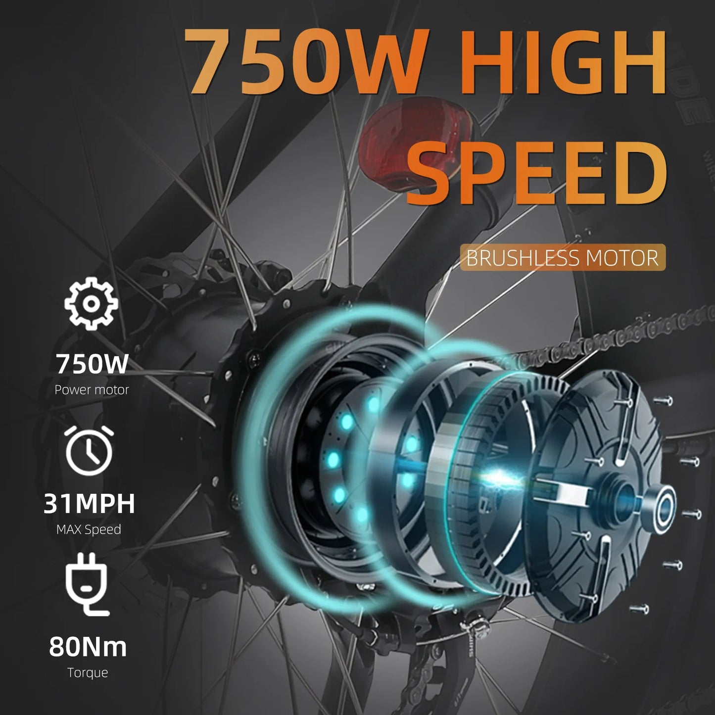 Xtion Electric Mountain Bike 750W All Terrain Fat Tire Dual Suspension 48V