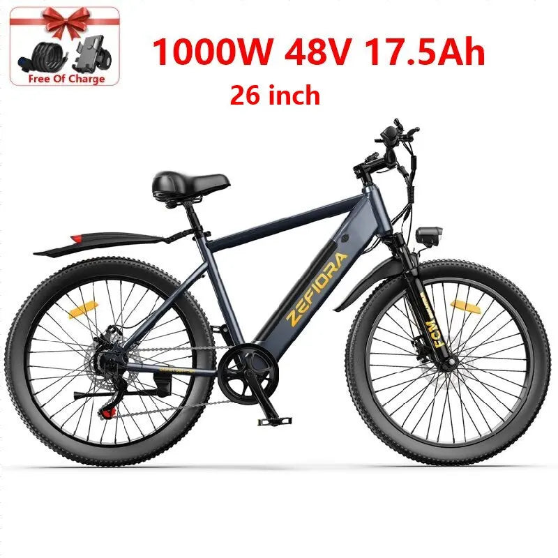 ZEFIORA Electric Bicycle 1000W 48V Lithium Battery