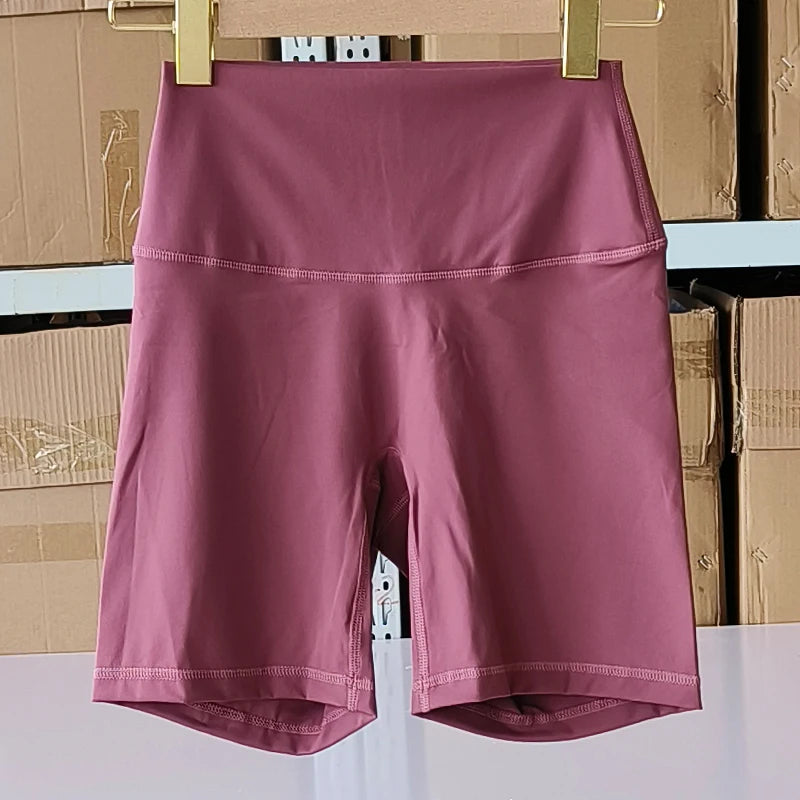 Nylon Elastane Women's Yoga Shorts High Waist Slim Fit