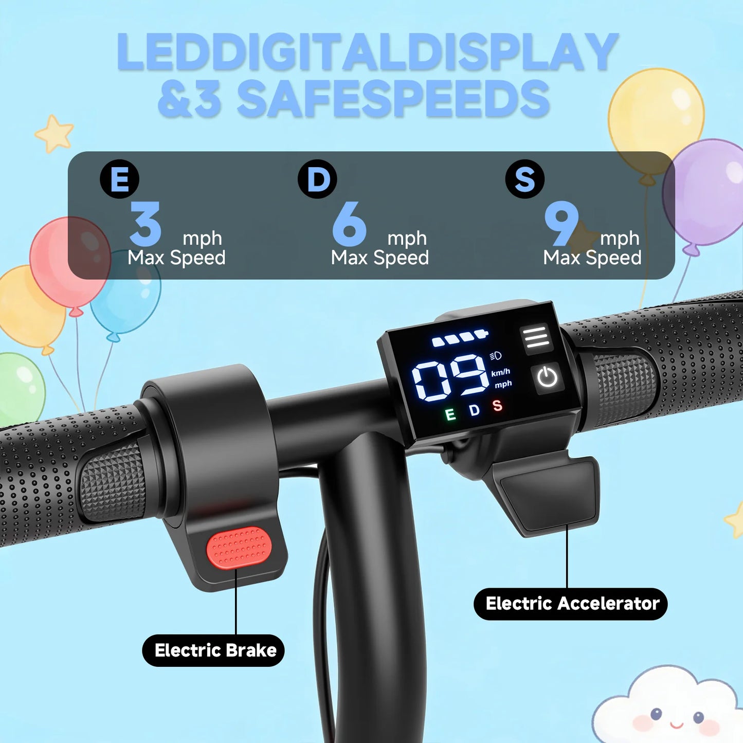 Ladped Electric Kids Scooter 9MPH Folding With App Control