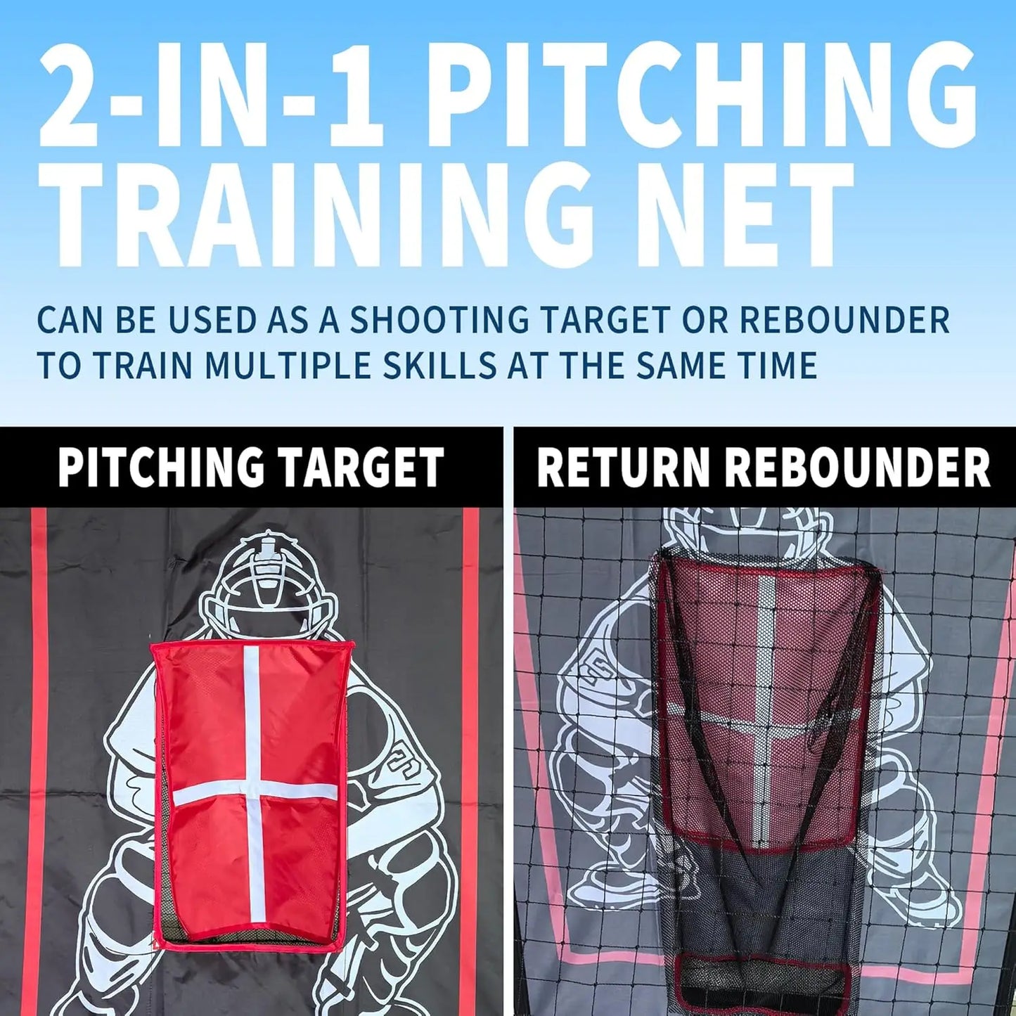 HiMISS Baseball Pitching and Rebounder Net 2-in-1 Trainer