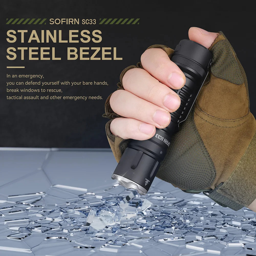 Sofirn SC33 LED Tactical Flashlight XHP70.3 5200lm Rechargeable 21700