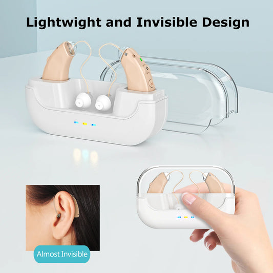 KFCOPTEE Rechargeable Behind The Ear Hearing Aids Volume Control