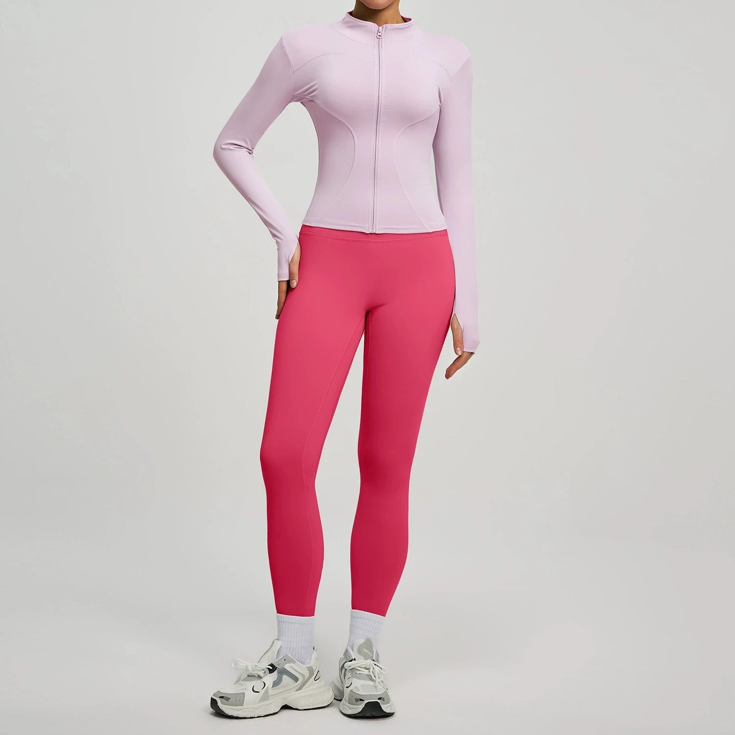 Women Long Sleeve Jacket And Leggings Yoga Set Tracksuit Workout
