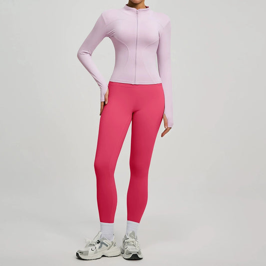 Women Long Sleeve Jacket And Leggings Yoga Set Tracksuit Workout
