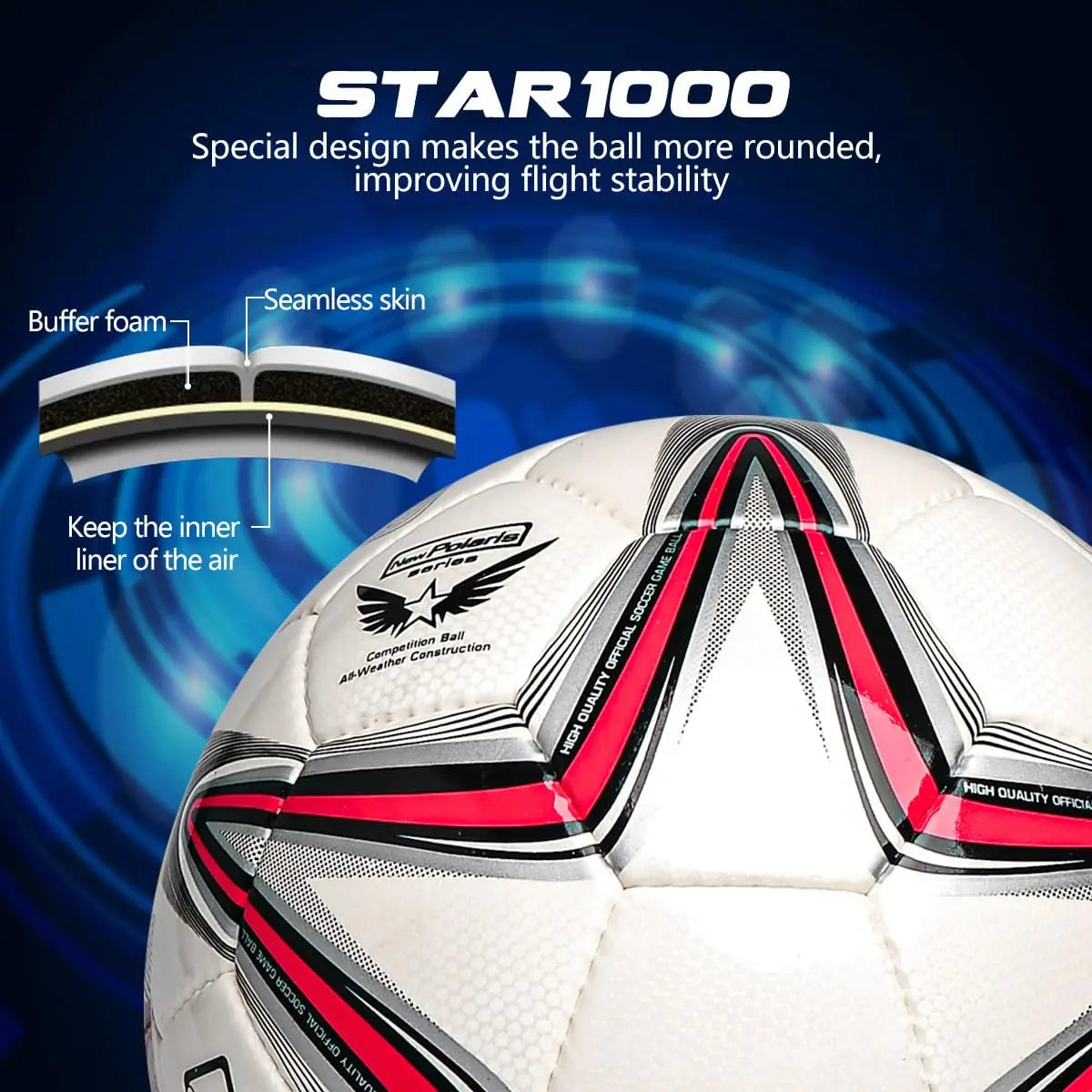Soft PU Leather Soccer Ball For Indoor Outdoor Training