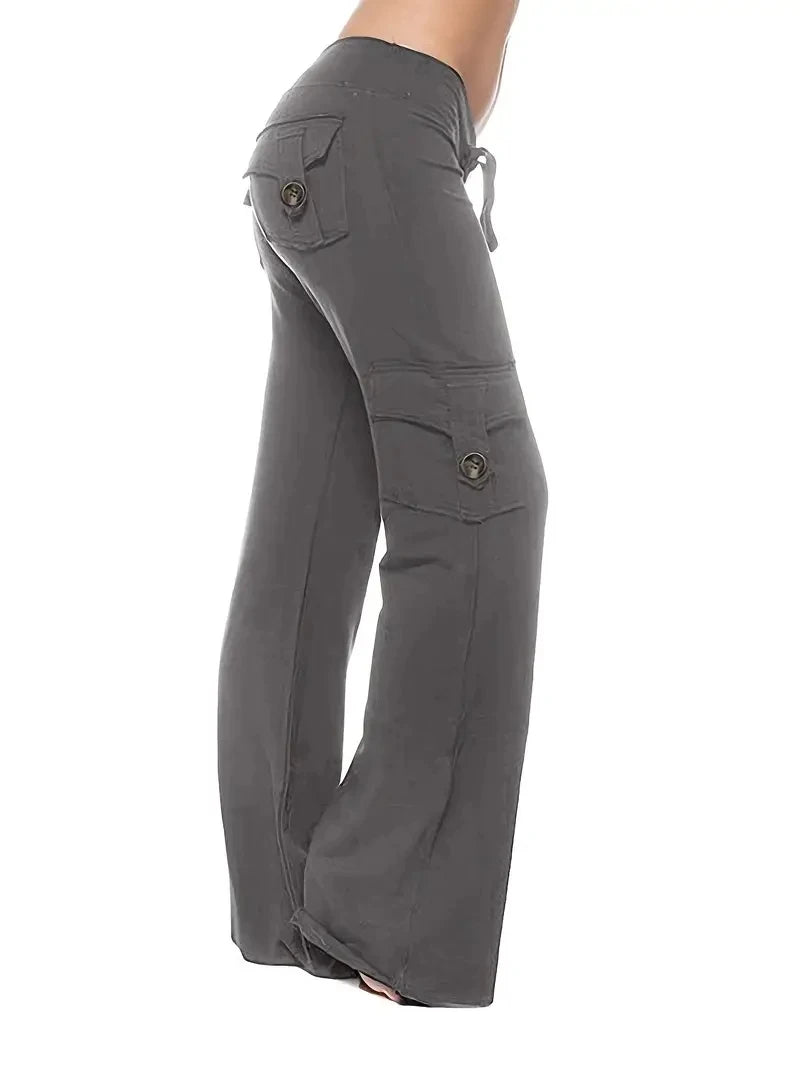 Women's Wide-Leg Drawstring Joggers With Pockets Fleece-Lined