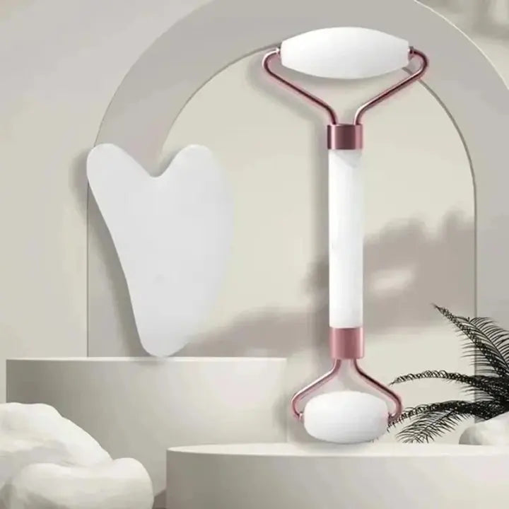 Crystal Jade Face And Neck Massager Double Ended Roller