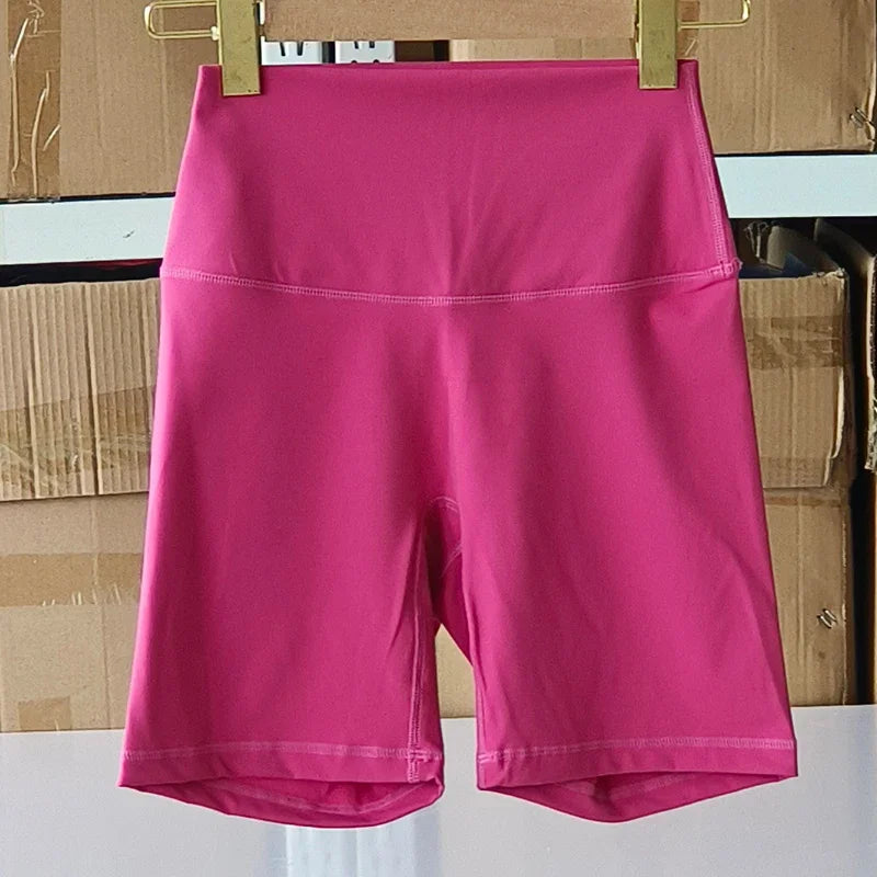 Nylon Elastane Women's Yoga Shorts High Waist Slim Fit