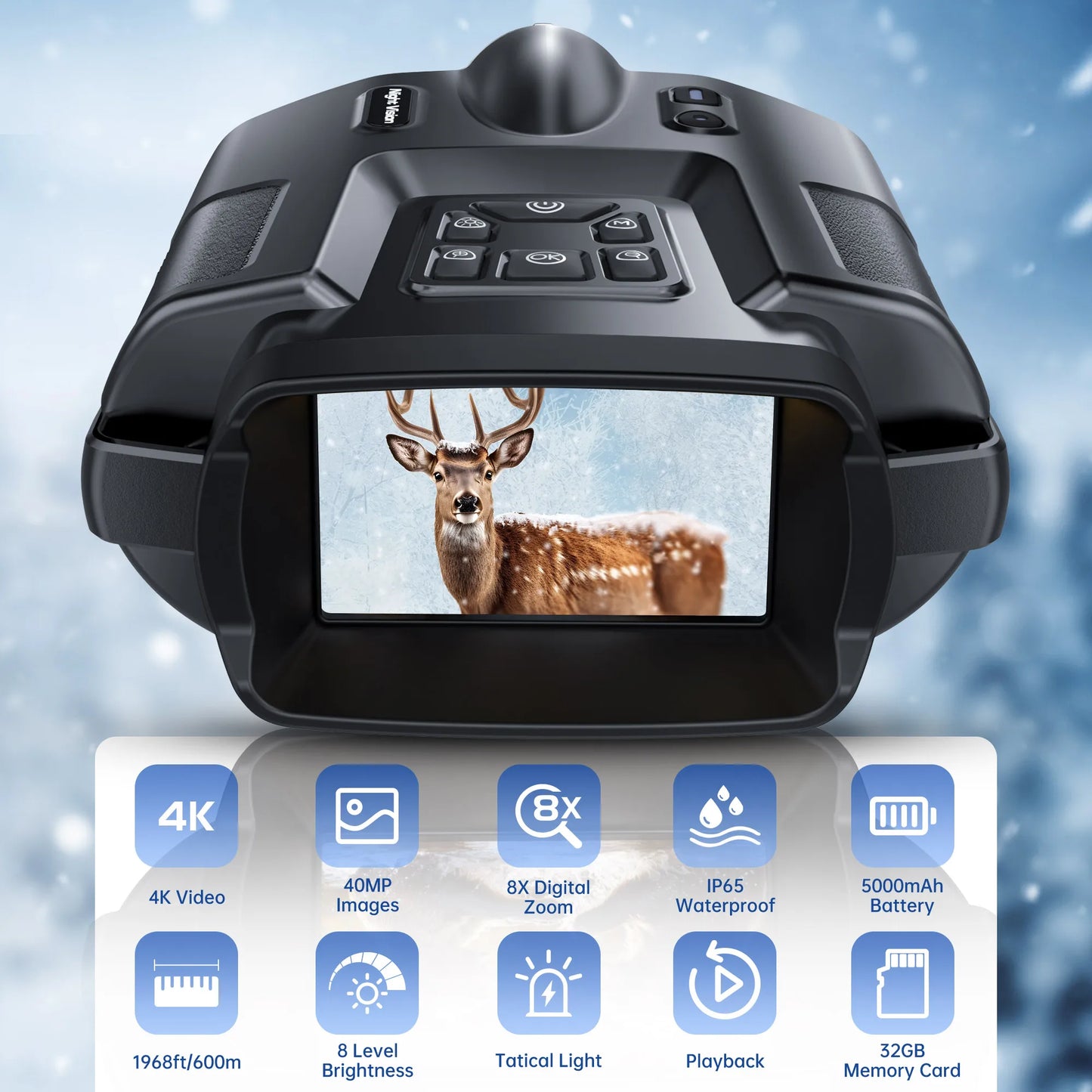4K Night Vision Binoculars With Infrared Digital Zoom Rechargeable