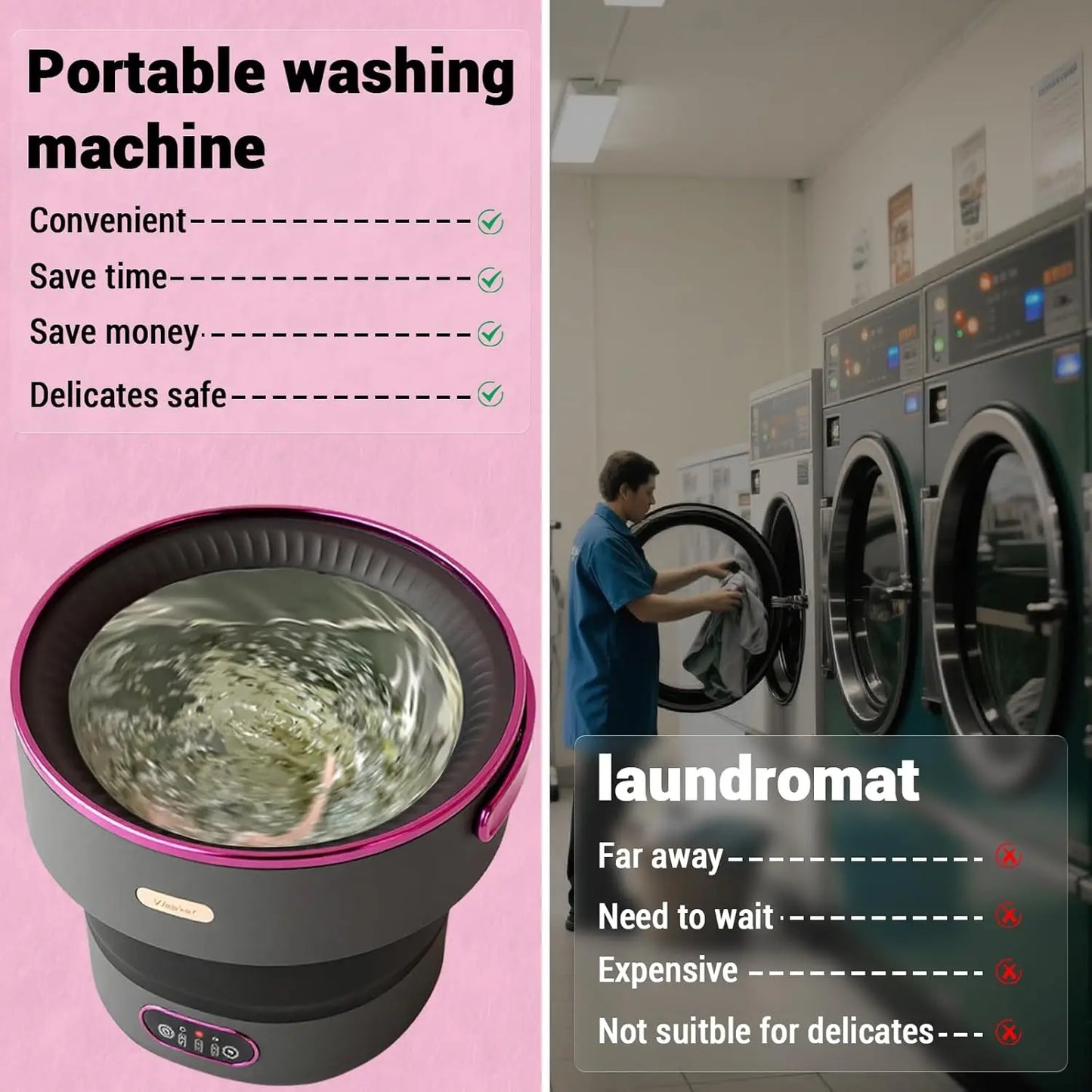 Acekool Portable Foldable Washing Machine With Spin Basket