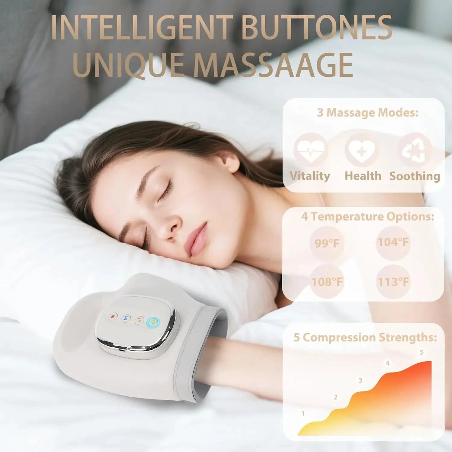 Hand Massager With Heat And Airbag Compression For Carpal Tunnel Relief