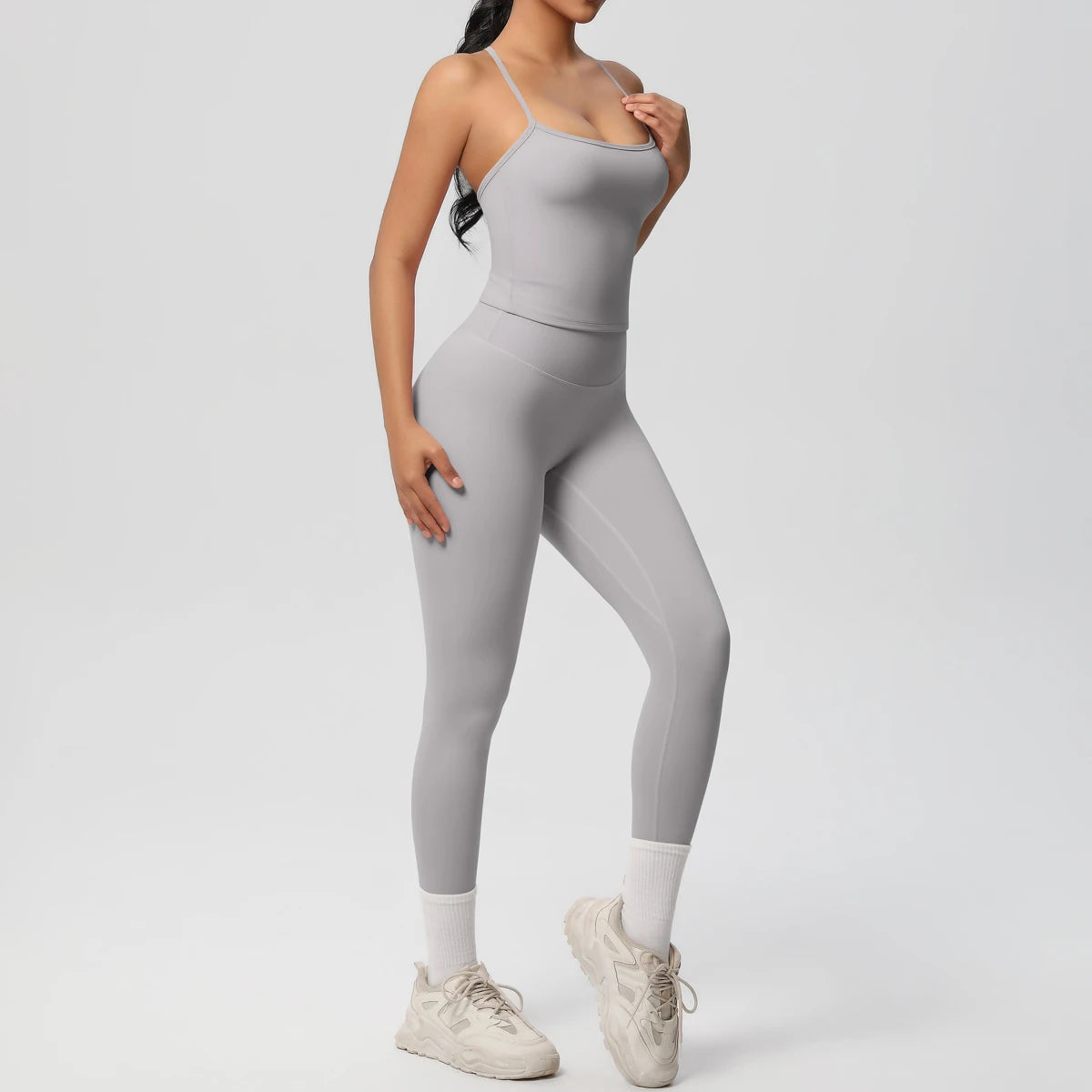 Halter Yoga Top Set Slimming Tummy Control Sleeveless Gym Wear