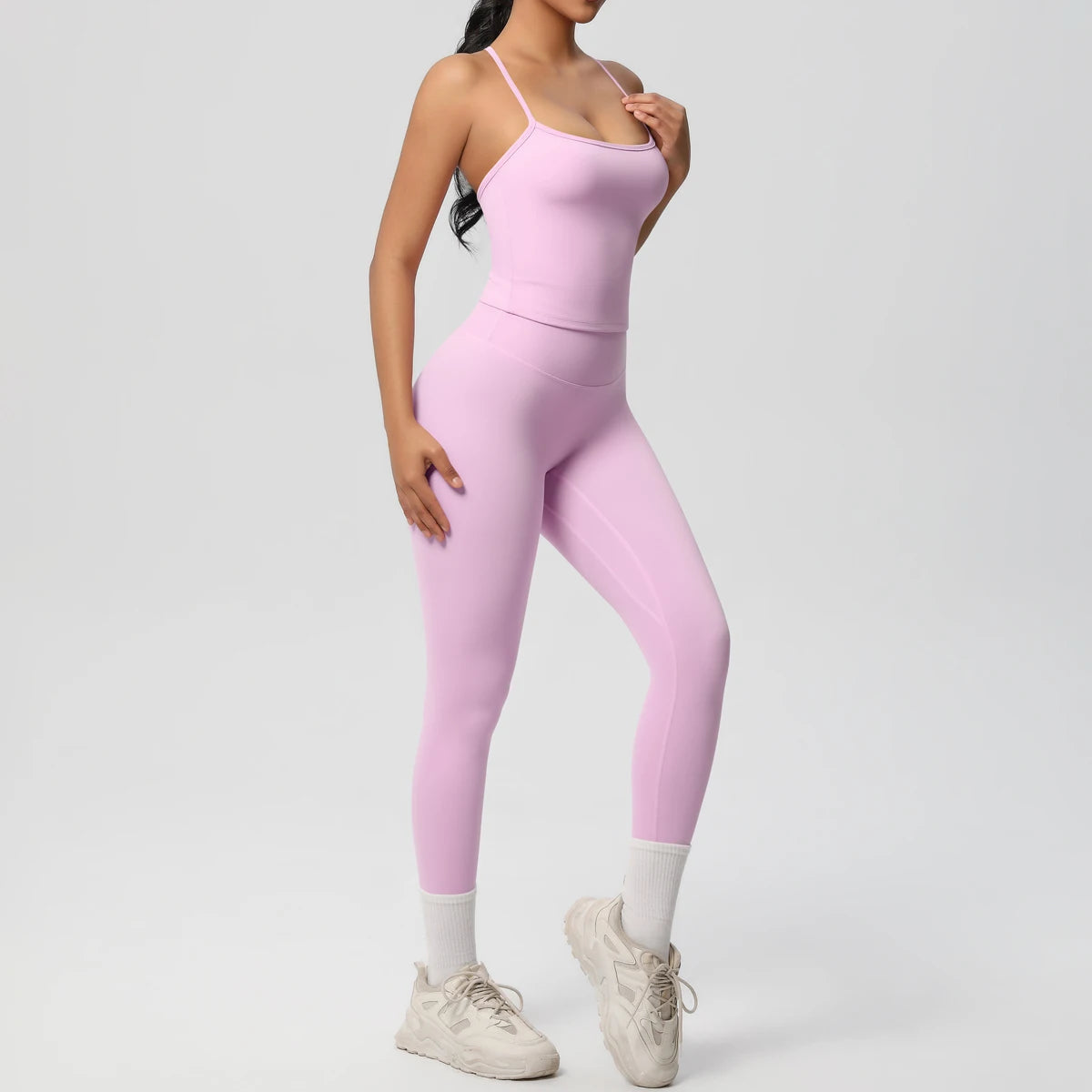 Halter Yoga Top Set Slimming Tummy Control Sleeveless Gym Wear