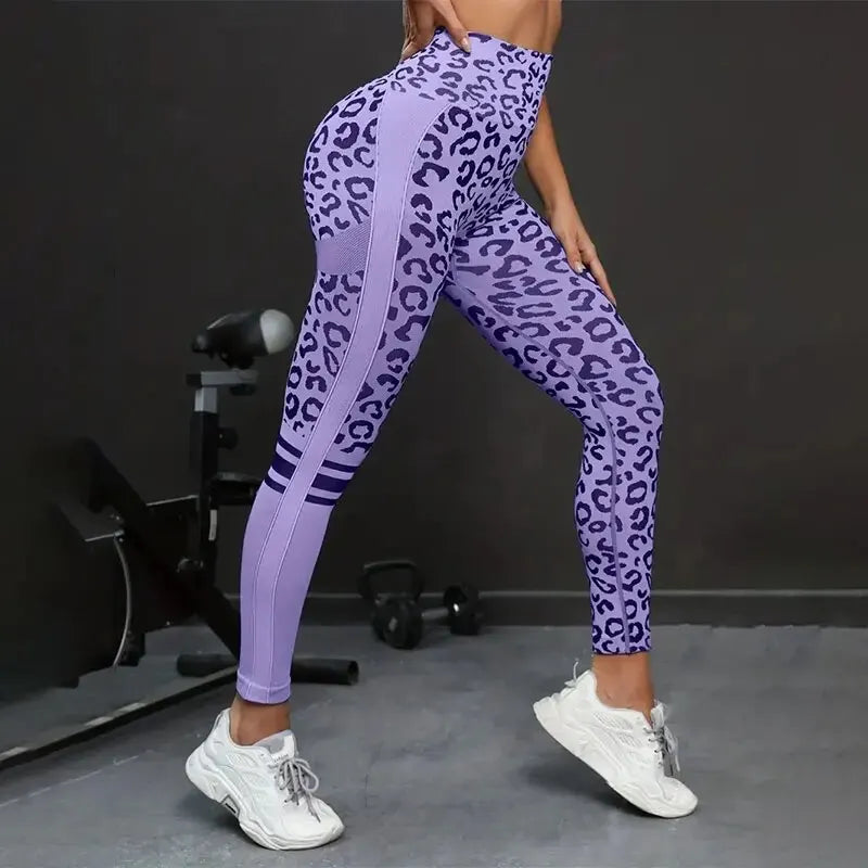 Yoga 9 Minute Leopard Print Seamless Quick Dry Fitness Tights