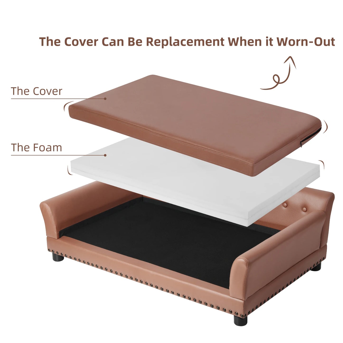 Bingopaw Luxury Raised Dog Sofa Bed With Removable Cushion